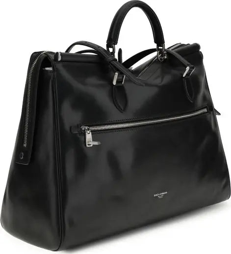 Dolce & Gabbana  Black Calf Leather Bos Taurus Shoulder Bag