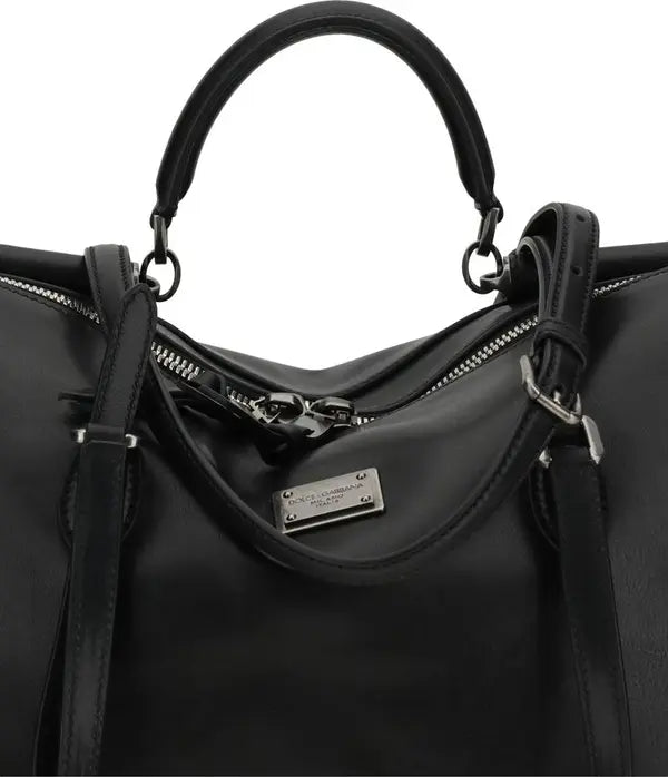 Dolce & Gabbana  Black Calf Leather Bos Taurus Shoulder Bag