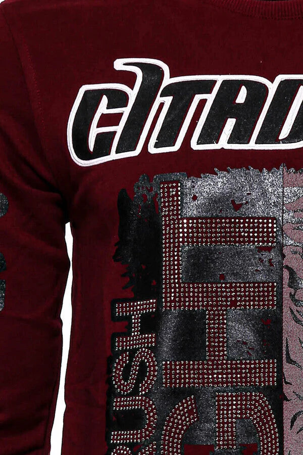 WSS Patterned Slim Fit Brown Men's Sweatshirt - Stretford